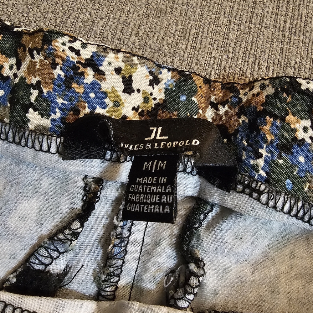 Jules & Leopold Brown Blue Floral Casual Career Office Pull-On Pants Medium - Picture 5 of 8